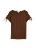Linen Blend Ruched T-Shirt
