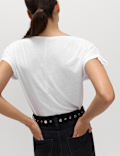 Linen Blend Ruched T-Shirt