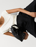 Ruched Mesh Slash Neck Top