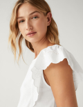 Pure Cotton Broderie Detail Top