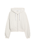 Pure Cotton Cropped Zip Through Hoodie
