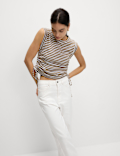 Pure Cotton Striped Drawstring Top