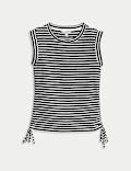 Pure Cotton Striped Drawstring Top