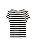 Striped Pointelle Crew Neck T-Shirt