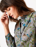 Cotton Blend Floral Print Blouse