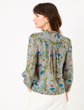 Cotton Blend Floral Print Blouse