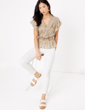 Pure Cotton Floral V-Neck Blouse
