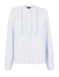 Cotton Broderie High Neck Blouse