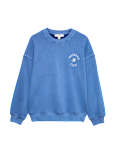 Pure Cotton Slogan Side Striped Sweatshirt