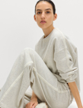 Pure Cotton Slogan Side Striped Sweatshirt
