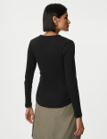 Cotton Rich Ribbed Henley Top