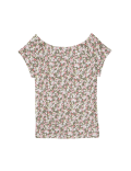 Cotton Blend Floral Off The Shoulder Top