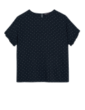 Polka Dot Frill Detail Short Sleeve Top
