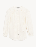 Pure Cotton Broderie V-Neck Longline Blouse