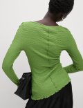 Textured Slash Neck Top