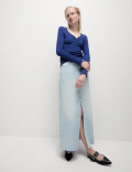 Cotton Rich Ribbed V-Neck Top