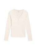 Cotton Rich Ribbed V-Neck Top