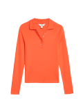 Cotton Rich Ribbed Collared Polo Top