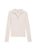 Cotton Rich Ribbed Collared Polo Top