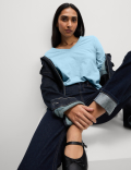 Pure Cotton Long Sleeve V-Neck Top