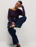 Pure Cotton Long Sleeve V-Neck Top