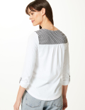 Polka Dot Regular Fit Woven Detail Blouse
