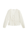 Cotton Rich Tie Front Blouse