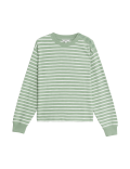 Cotton Rich Striped Crew Neck Sweatshirt
