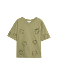 Pure Cotton Ribbon Appliqué Boxy T-Shirt