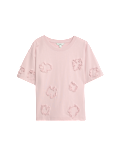 Pure Cotton Ribbon Appliqué Boxy T-Shirt