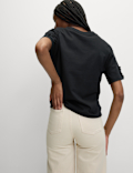 Pure Cotton Ribbon Appliqué Boxy T-Shirt