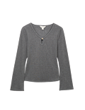 Keyhole Cosy Flute Sleeves Top