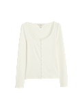 Cotton Rich Scoop Neck Henley Top