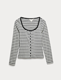 Cotton Rich Scoop Neck Henley Top