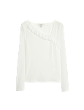 Jersey Asymmetric Ruffle Neck Top