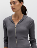 Cotton Rich Slim Fit Ribbed Hoodie