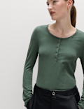 Cotton Rich Garment Dye Henley Top
