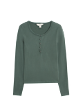 Cotton Rich Garment Dye Henley Top