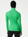 Cotton Rich Ribbed Half Zip Top
