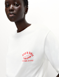 Pure Cotton Slogan Oversized T-Shirt
