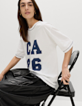 Pure Cotton Slogan Oversized T-Shirt