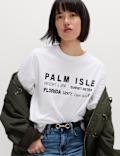 Pure Cotton Slogan Oversized T-Shirt