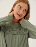 Pure Cotton Crew Neck Long Sleeve Top