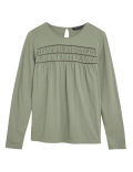 Pure Cotton Crew Neck Long Sleeve Top