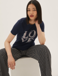 Cotton Rich Slogan Crew Neck T-Shirt