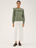Pure Cotton Ruffle Detail Sweatshirt