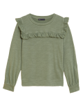 Pure Cotton Ruffle Detail Sweatshirt