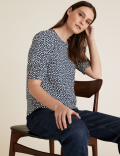 Ditsy Floral Round Neck Puff Sleeve Top