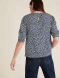 Ditsy Floral Round Neck Puff Sleeve Top
