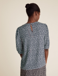 Ditsy Floral Round Neck Puff Sleeve Top
